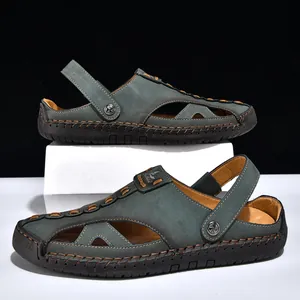 Detaillierte Ansicht von Herren-Leder-Sandalen mit atmungsaktivem Hohlraum-Design für Outdoor