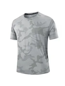 Men's camouflage quick-dry t-shirt for outdoor sports, gym training, and casual wear.