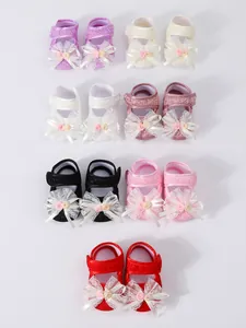 Multiple colors of baby girl lace bow princess shoes with soft soles