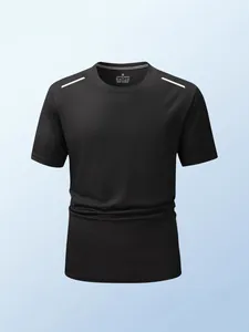 Herren Schnelltrocknendes Sport T-Shirt Europäische Größe Reflektierendes Lauf Fitness Top Polyester Atmungsaktives Outdoor Kurzarm Sportshirt