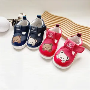 Süße Babyschuhe mit weicher Sohle, Bärenmotiv und Klettverschluss für Kleinkinder