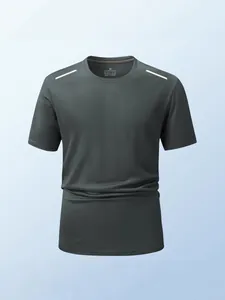 Schnelltrocknendes Herren-Sport-T-Shirt in Dunkelgrau mit reflektierenden Streifen