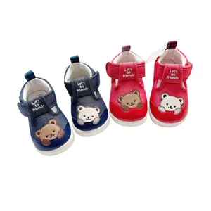 Cartoon-Bär Baby-Lauflernschuhe mit weicher Sohle und praktischem Klettverschluss