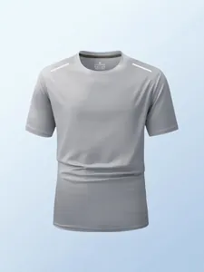 Herren schnelltrocknendes Sport-T-Shirt in Silbergrau mit reflektierenden Streifen