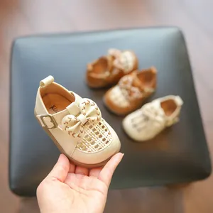 Kleinkind Mädchen Prinzessin Schuhe Mikrofaserleder Gewebt Schleife Baby Lauflernschuhe Frühling Sommer Lässig Rutschfest