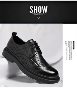 Detailansicht schwarzer Herren-Brogue-Schuhe mit eleganter und perforierter Lederstruktur
