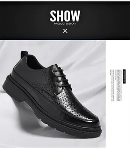Klassische schwarze Brogue-Derby-Schuhe für Herren mit atmungsaktiver Perforation für Sommer