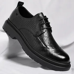 Herren Britischer Stil Business Casual Lederschuhe Atmungsaktiv Hohl Brogue Formelle Halbschuhe Schnürung Recyceltes Leder Schuhe