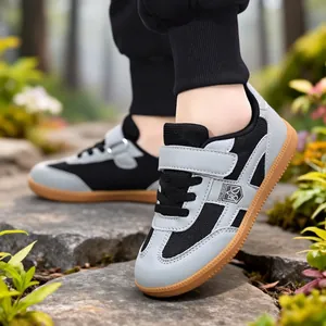 Baskets pour Enfants Style German Army Trainer Filet Respirant Patchwork Chaussures de Course Décontractées Avec Velcro Garçons Filles