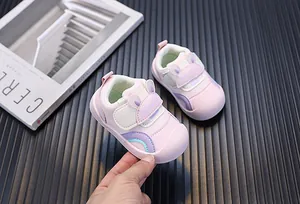 Close-up of pink toddler functional sneakers featuring breathable mesh and cute ear design