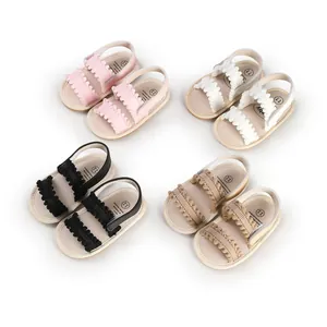Weiche Baby-Laufsandalen in den Farben Rosa, Weiß, Schwarz und Khaki erhältlich.