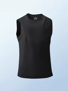 High-performance men's black quick-dry sleeveless sports vest for gym and outdoor fitness