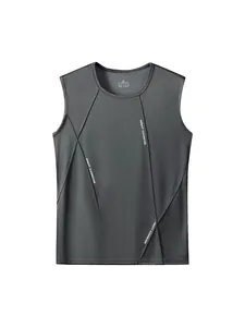 Professional men's quick-dry sports tank top with geometric stitch design for running