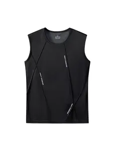 Men's black quick-dry sports tank top with irregular stitching and Night Exercise text