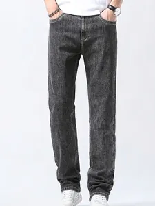 Men's lightweight summer straight leg denim jeans in smoke grey color