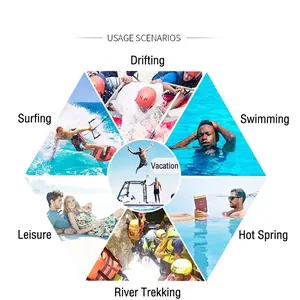 Collage montrant divers scénarios d'utilisation pour shorts de plage et de bain pour hommes