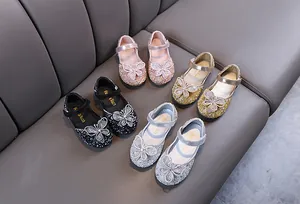 Chaussures de princesse étincelantes en strass pour filles en quatre couleurs élégantes