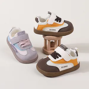 Kinder Vintage Netz Lauflernschuhe Für Kleinkinder Rutschfeste Weiche Sohle German Trainer Stil Klettverschluss Baby Sneaker