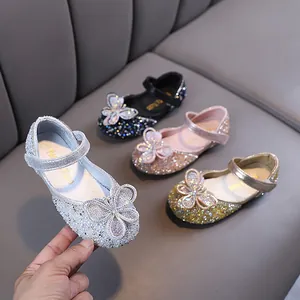 Chaussures Princesse à Strass pour Filles Ballerines Mary Jane à Nœud Scintillant pour Mariage Danse Spectacle Chaussures Enfants