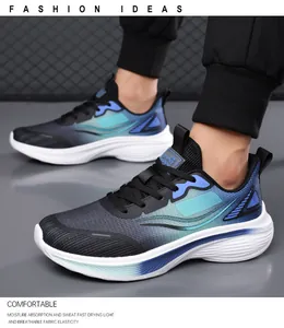 Detailed view of breathable mesh athletic running shoes for men with soft sole