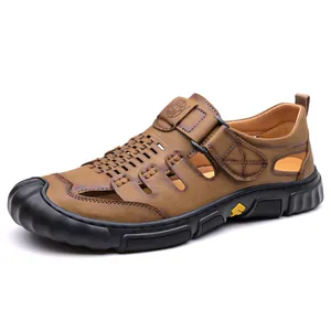 Atmungsaktive braune Herren-Outdoor-Trekkingsandalen mit robuster weicher Gummisohle