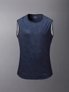 Herren Schnelltrocknend Ärmellos Sport Tanktop Polyester Atmungsaktiv Zebramuster Fitness Laufen Gym Weste Top