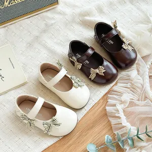 Mädchen Mary Jane Lederschuhe Mit Schleife Koreanischer Stil Prinzessin Kleinkind Lauflernschuhe Flache Halbschuhe Für Frühling Herbst