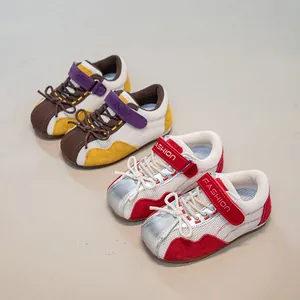 Kinder Retro Casual Sneaker Atmungsaktives Mesh Kunstleder Patchwork Laufschuhe Weiche Sohle Klettverschluss Sportliche Schuhe