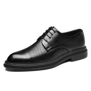 Professional men's breathable hollow dress shoes for formal business or wedding occasions
