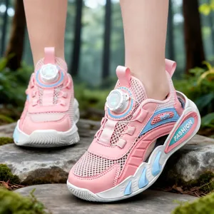 Summer Kids Breathable Single Mesh Sports Shoes Fashion Casual Sneakers With Rotary Buckle For Boys Girls Lightweight Non-Slip Walking Shoes