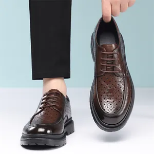 Britische braune Leder-Derbyschuhe für Herren für formelle Anlässe Business und Hochzeit