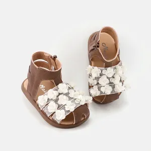 Toddler Girls Summer Princess Flower Tassel Sandals Soft Sole Non-Slip Pre-Walker Shoes Korean Style Faux Leather Infantile Shoes