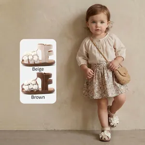 Elegant baby girls summer floral sandals with soft anti-slip soles for pre-walking