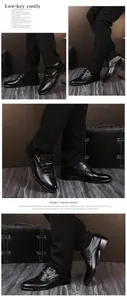 Vistas detalladas de zapatos de vestir para hombre con punta fina, estilo formal de negocios