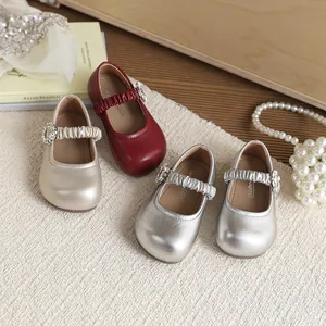 Eleganti scarpe da principessa Mary Jane per bambine con strass scintillanti in tre colori