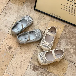 Chaussures Mary Jane pour enfants à paillettes avec tige en mesh et détail de noeud