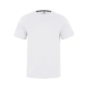 Vista detallada de la camiseta deportiva blanca para hombre, talla grande, secado rápido.