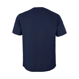 Vista trasera detallada de la camiseta deportiva azul marino de secado rápido hombre