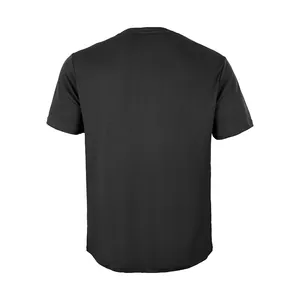 Vista posterior de una camiseta deportiva negra para hombre de tela transpirable