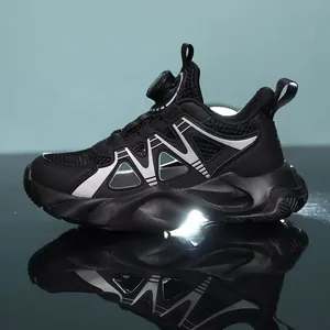 Baskets en Mesh Respirant pour Garçons à Bouton Rotatif 2026 Été Chaussures de Course Légères Amorties Antidérapantes Sportives