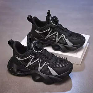 Baskets de course pour garçons en maille respirante avec système de laçage rotatif