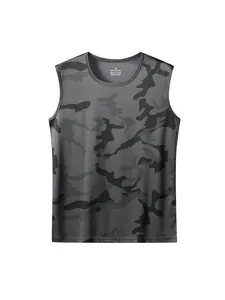 Men's athletic camouflage quick-dry sleeveless tank top for running and gym fitness