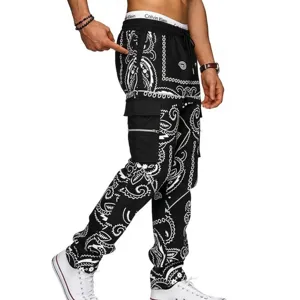 Detaillierte Ansicht der Paisley-Cargohose für Herren im Hip-Hop-Streetstyle-Design