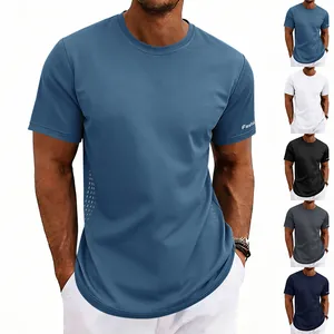 Camiseta Deportiva de Poliéster para Hombre Secado Rápido Minimalista Estampada Manga Corta Cuello Redondo Transpirable Casual