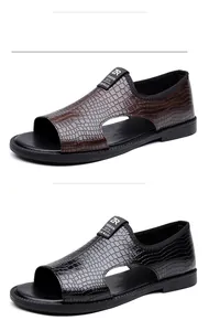 Heren Romeinse sandalen met krokodillenmotief in bruine en zwarte kleurvarianten