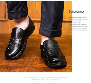 Ανδρικά δερμάτινα παπούτσια business casual με διάτρητο σχέδιο και μαλακή σόλα