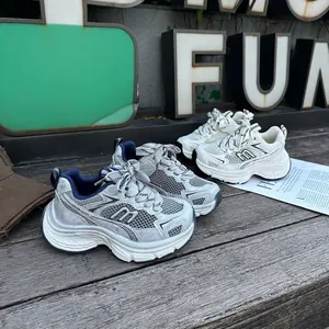 Kids Chunky Sneakers Breathable Mesh Patchwork Sports Shoes For Boys Girls Casual Non-slip Hook and Loop Running Shoes