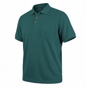 Detailed view of the dark green waffle knit polo shirt showing heavyweight texture