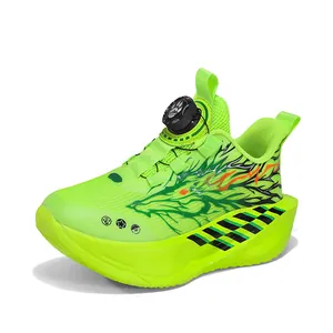Παιδικά αθλητικά παπούτσια neon green με περιστροφικό κλείσιμο και αναπνεύσιμο πλέγμα