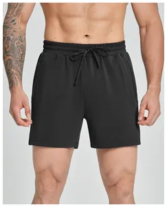 Front view of men's black modal sports shorts with drawstring waist and pockets.